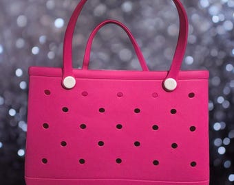 XL Dark Pink Beach Tote Bag