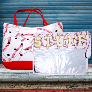 XL Baseball Tote Bag and Clear Baseball Pouch with Wristlet Combo