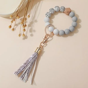Volleyball Wristlet Bracelet Keychain with Tassel