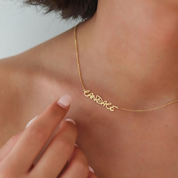 14K Gold Plated Name Necklace,Your Chrıstmas Gift,Custom Design,Handgemachte Unterschrift Namenskette,font,Benutzerdefinierte Name Schmuck