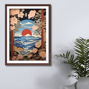Instant Download Japanese Woodblock Flowers Printing Art Style Instant Digital Download Japanese Scenery Poster Print Gift