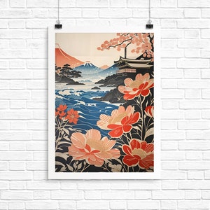 Wall Art Flowers Print Japan Woodblock Printing Art Style Print at Home