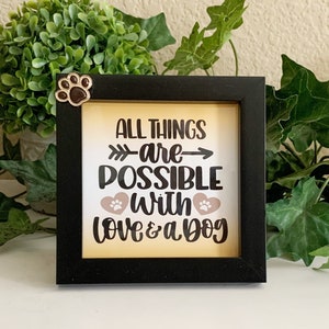 Dog Lover Framed Sign: Paw Print Charm, Pet Home Decor (5x5)