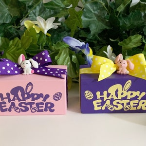 Happy Easter, 2&quot;x4&quot; Painted Wood Block, Easter Decor, Shelf or Tier Tray Decor
