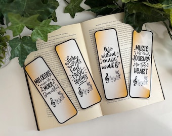 Music, Laminated Music Saying Bookmark: Gift for Music Lovers