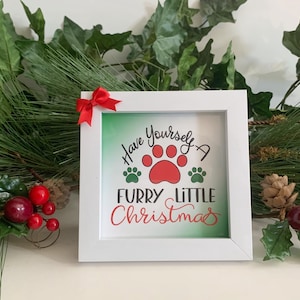 Furry Little Christmas Sign: Framed Pet Holiday Decor