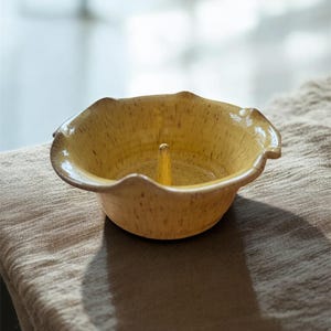 Triple C Pottery Apple Baker | Speckled Yellow Stoneware Creamer | Hand Inscribed and Signed