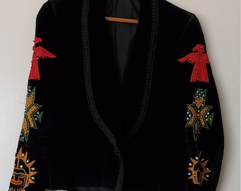 Granny Takes a Trip Vintage Velvet Embroidered Jacket