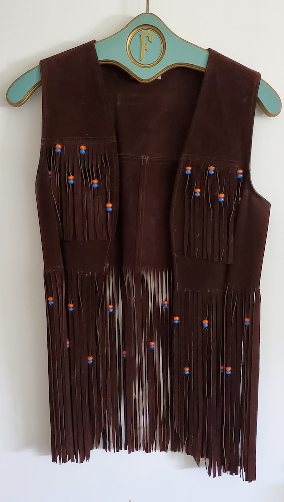 Women's Vintage American Flag Vest With Tassel Accents - One Size Fits All Long Poncho Vest