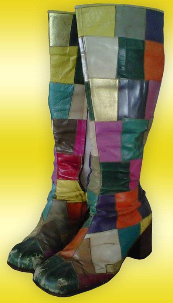 Granny Takes a Trip custom Patch Boots made in Lon