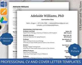 Professional Curriculum Vitae Template Academic Cover Letter Template For Job Application PhD CV Template Word Research CV Science CV