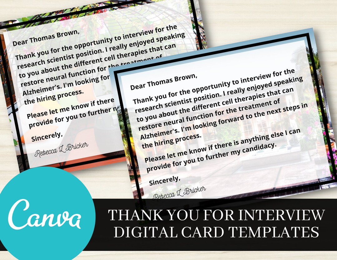 Thank You for Job Interview Digital Card Templates - Etsy