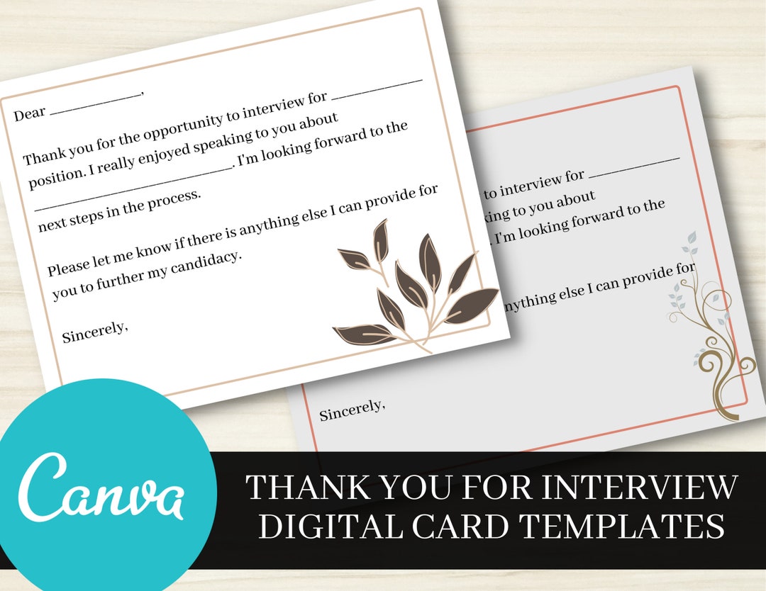 Thank You for Interview Digital Card Templates Personalize in Canva ...