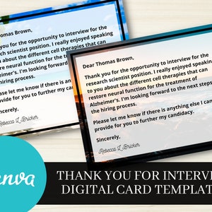 Thank You Email for Job Interview | Digital Card Templates | Personalize in Canva | Includes 10 Background Designs and Basic Editing Guide