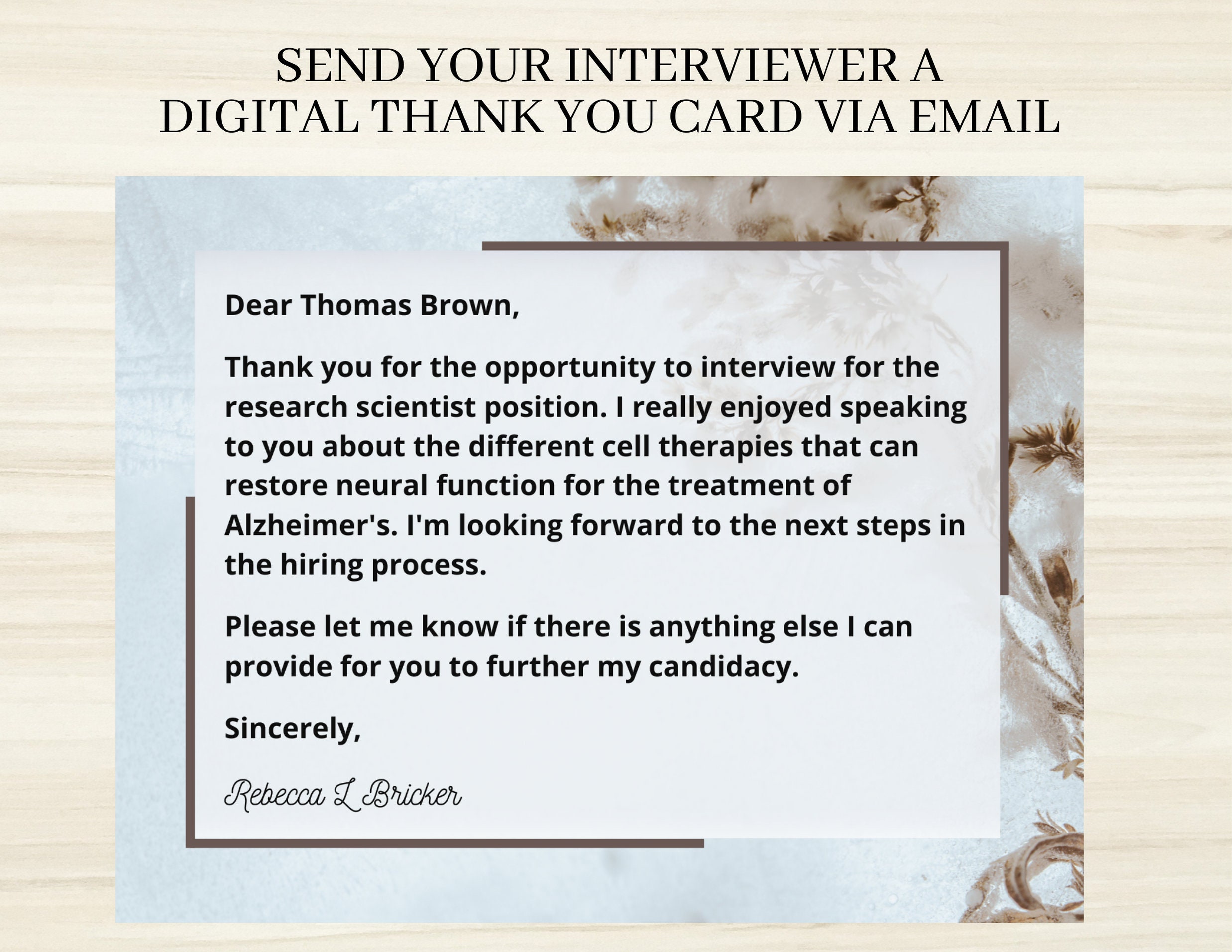 Thank You for Interview Digital Card Templates Personalize Etsy