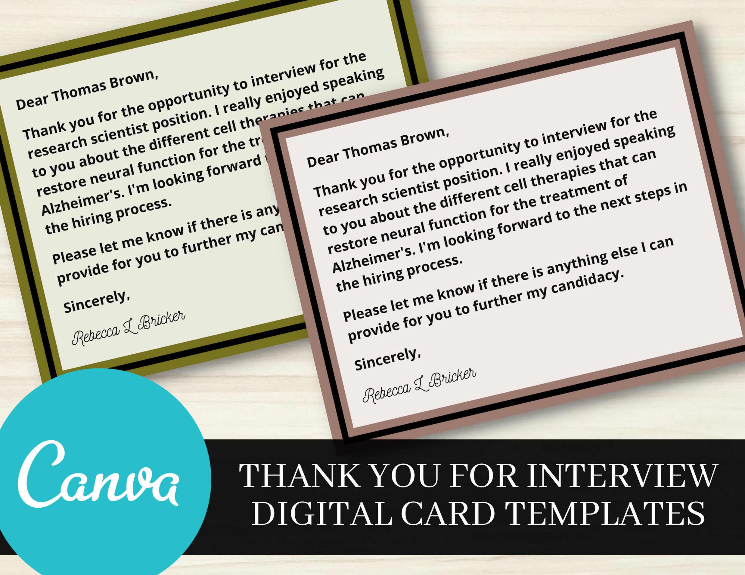 Thank You Interview Digital Card Templates Personalize in Etsy Thank You Interview Digital Card Templates Personalize in Etsy