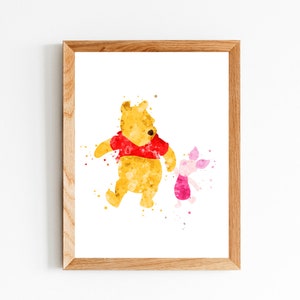 Minimalist Watercolour Print - TV & Movies - Pooh Piglet