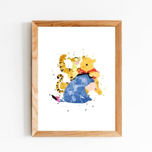 Minimalist Watercolour Print - TV & Movies - Pooh Tigger Eeyore