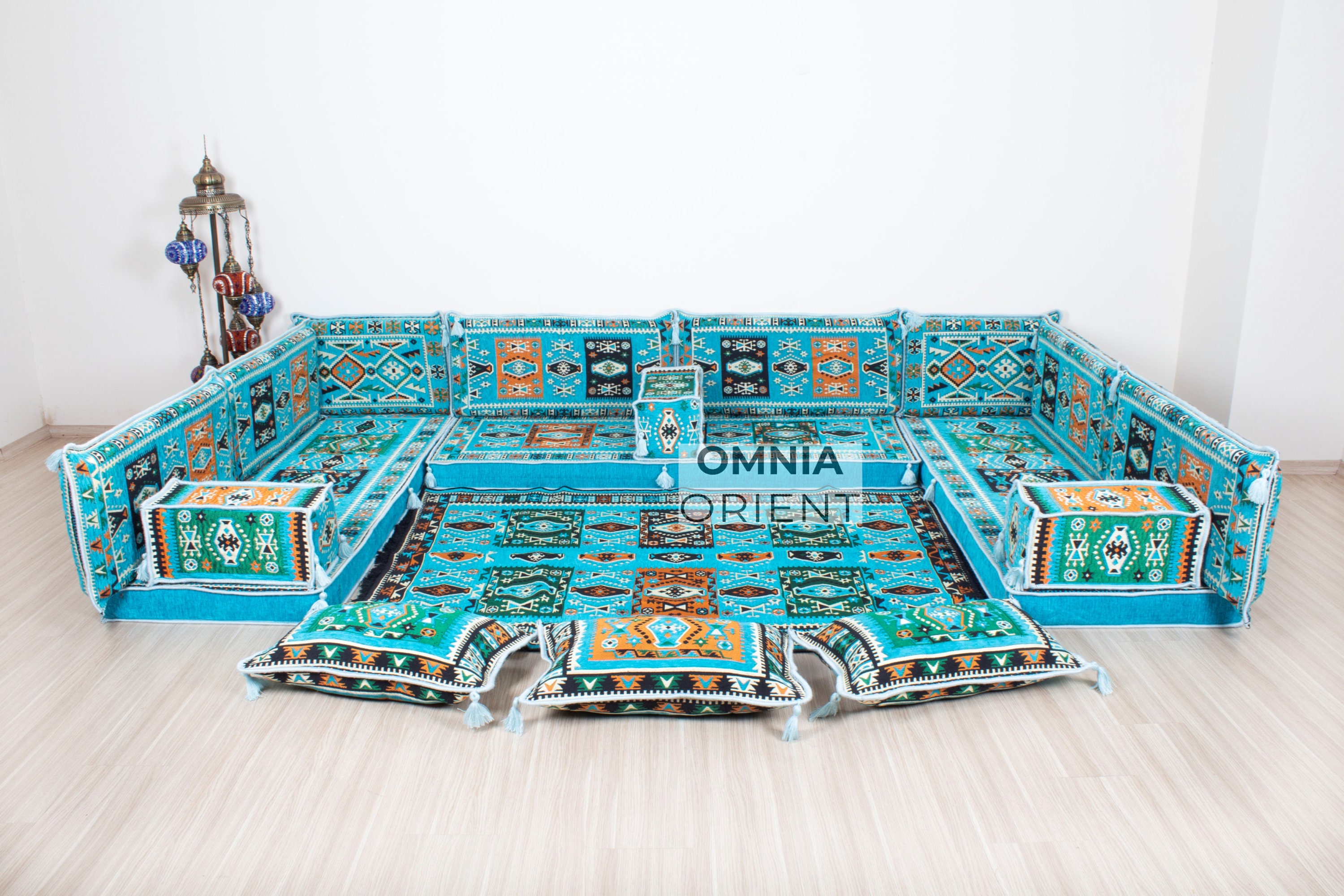 Furniture Arab Floor Sofa U Shaped Cushion Set Indoor Pillow Set Red