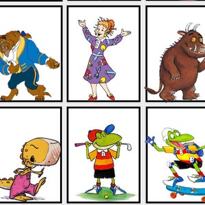 100 Book Character Posters black border (No Background)