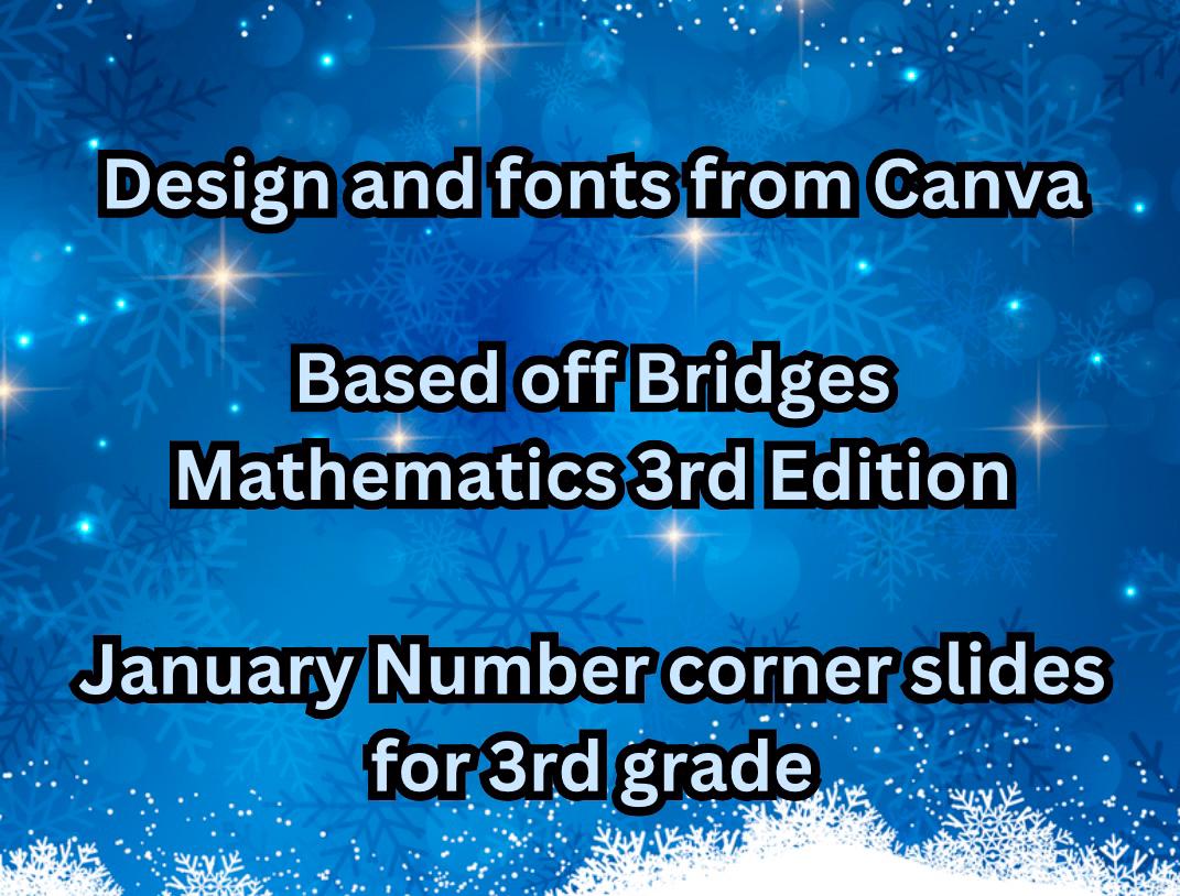 3rd Grade Third Edition, Bridges Number Corner January - Etsy