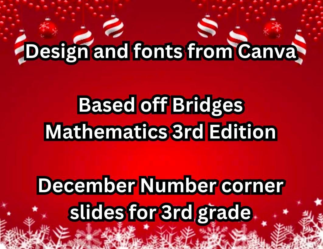 3rd Grade Third Edition Bridges Number Corner December - Etsy