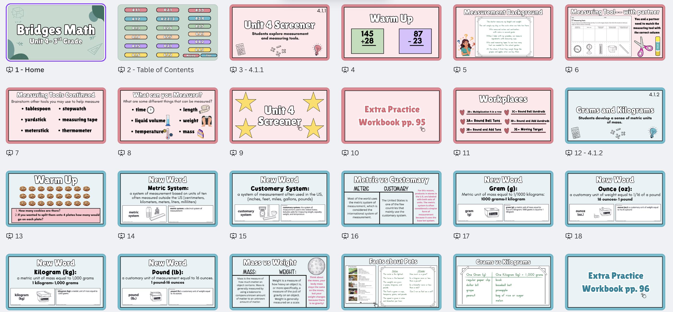 Unit 4 Bridges Math Slides 3rd Edition for 3rd Grade - Etsy