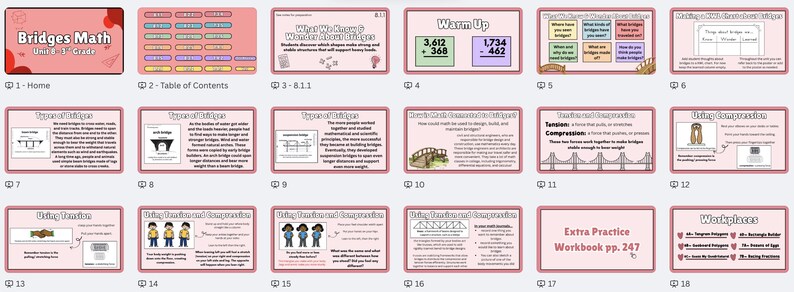 Unit 8 Bridges Math Slides 3rd Edition for 3rd Grade - Etsy