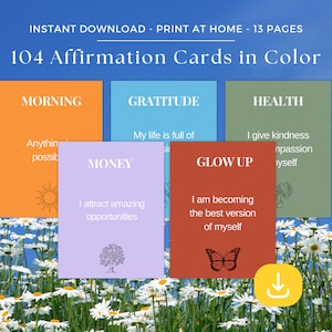 Affirmation Cards Printable | Digital Download Affirmation Deck | Mindfulness Cards Positive Affirmation | Motivational Self Care Printable