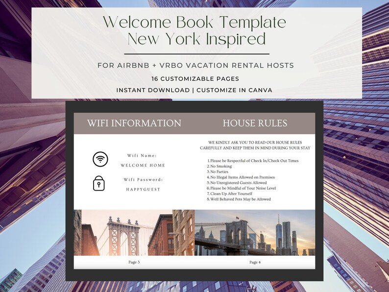Inspired by New York: Editable Airbnb/vrbo Welcome Guide & Manual ...