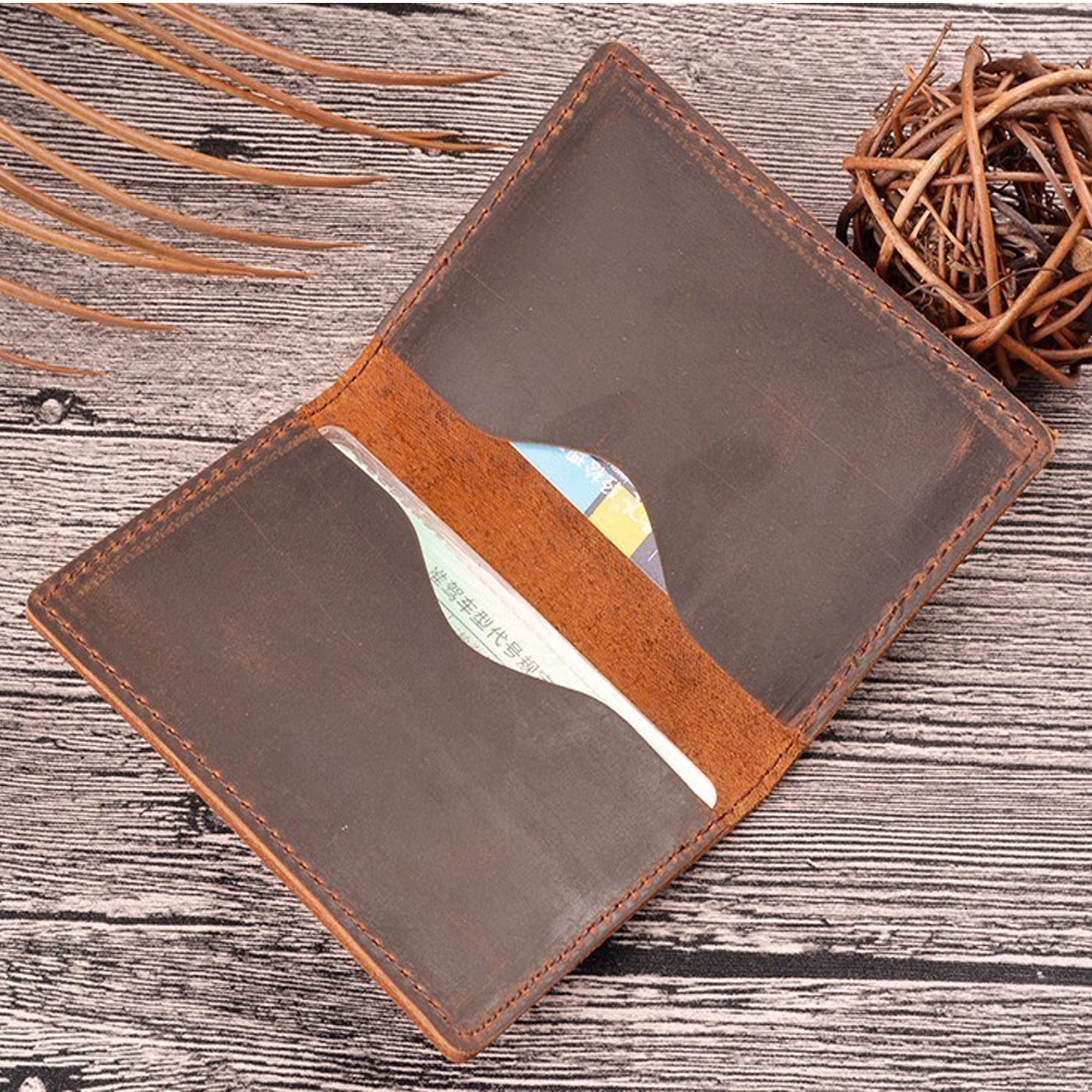 Multi-page card holder cowhide hand-made credit card business card