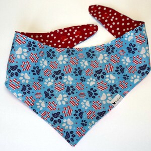 Patriotic Paws Dog Bandana | Reversible Snap on dog bandana |  dog scarf