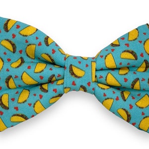 Tacos Dog Collar Bow | Fabric Dog Bow Tie | Slide on Collar Bow | Dog Accessories | Dog Collars | Pet Bow Ties