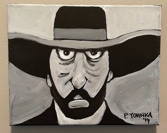 No Bueno, Señor, an 8 x 10 acrylic painting of a cowboy