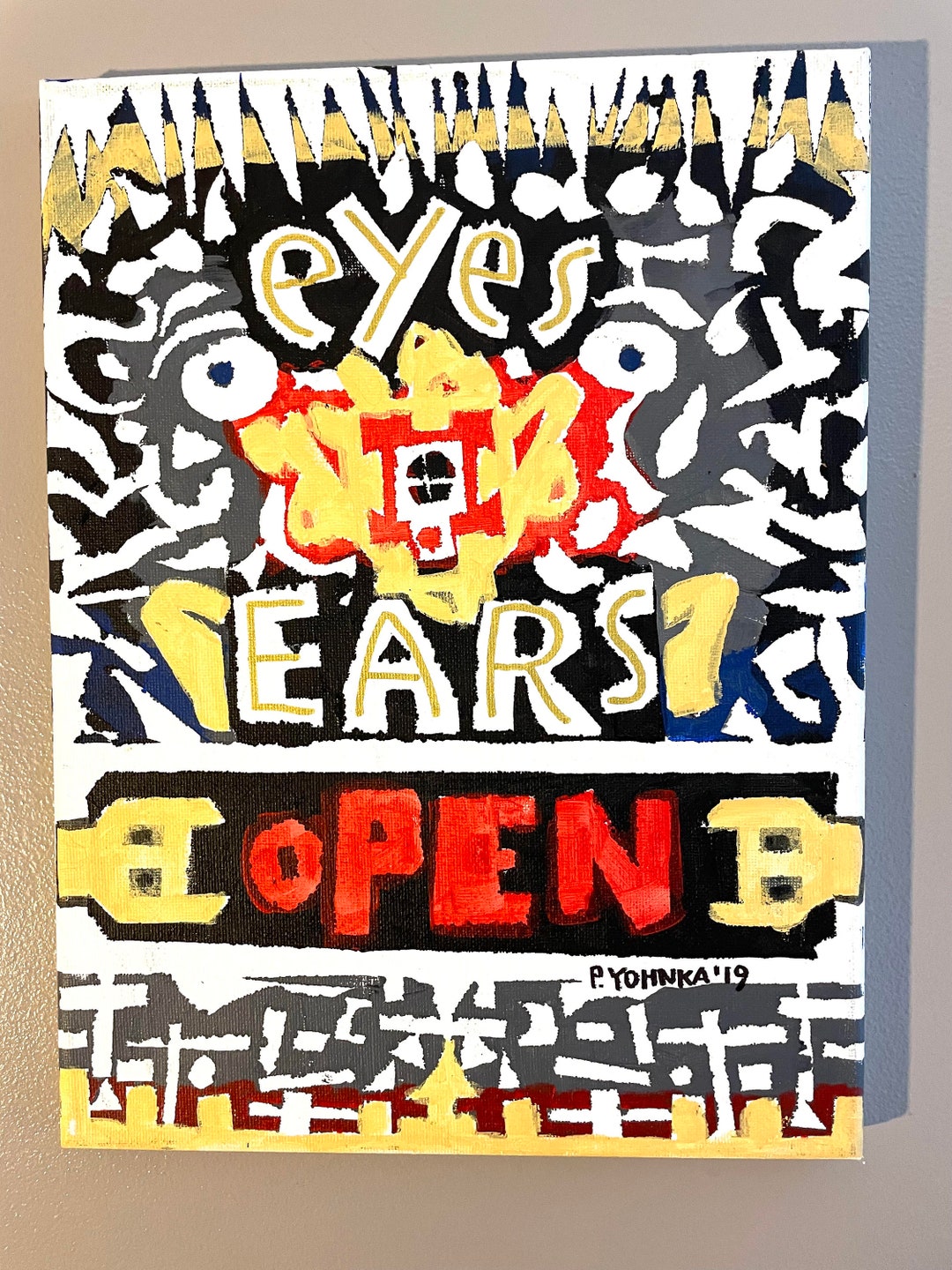 Keep Your Eyes and Ears Open, a 9 X 12 Acrylic Painting Featuring