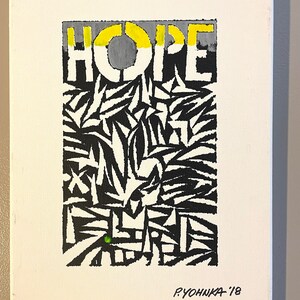 Hope Springs Eternal, a 9 x 12 acrylic painting featuring primarily abstract art and one word: &quot;Hope&quot;