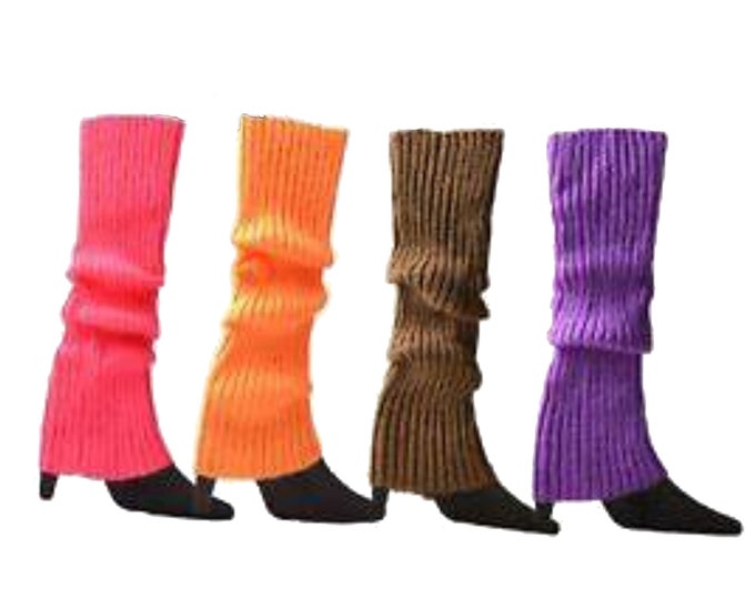 80's 90'S Dance Plain Ribbed Cozy Leg Warmers Ladies Womens Girls Kawaii - More Colors