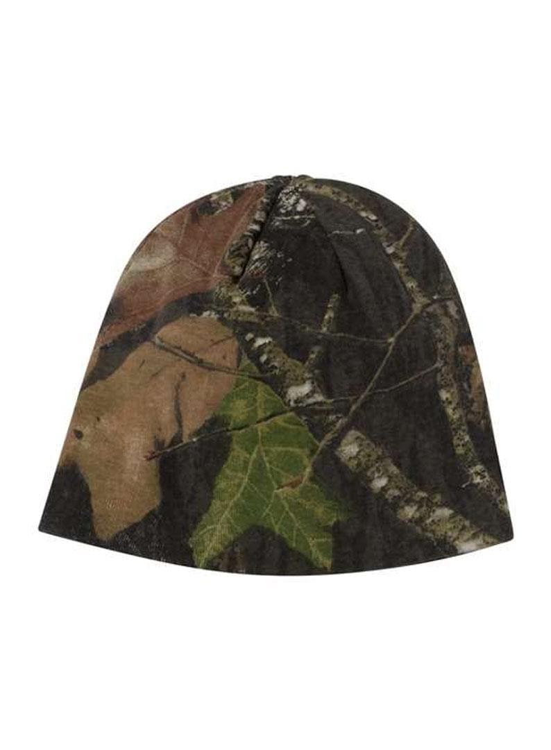 May include: A brown, green, and black camouflage beanie hat.