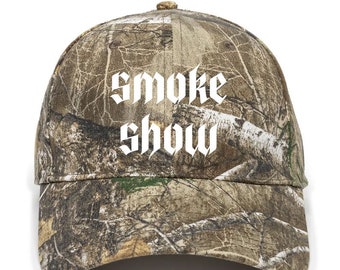 SMOKE SHOW Y2K Trendy Custom Embroidered Realtree Baseball Cap Camo Adjustable Hat Unisex