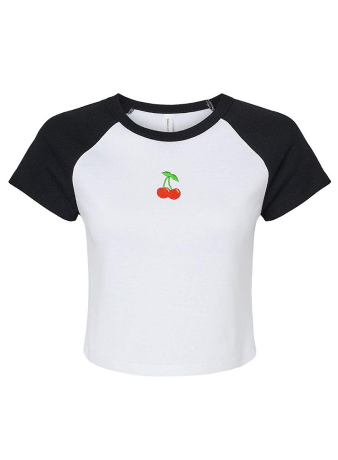 Embroidered Cherry Crop Top - 80s 90s Style Tee - Etsy
