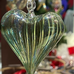 Mouth Blown Glass Heart Handmade and Hand painted Heart Ornament Very Unique
