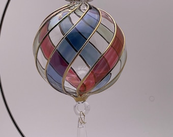 Beautiful  Ornament and Sun Catcher Handmade and Hand Painted with 10K Gold and Crystal