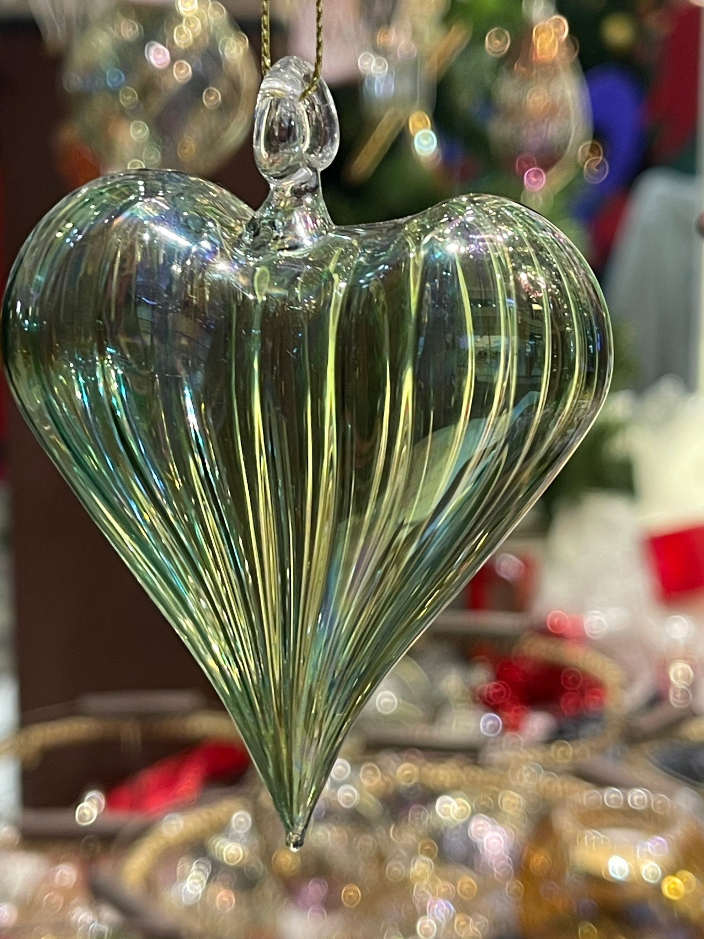 Blown glass heart christmas ornaments Clearance