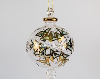 Gold Leaf Blown Glass Ornament Sun Catcher Hand Made Wedding favor