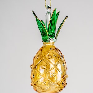 Mouth Blown Glass Hand Made Hand Painted Pineapple Unique Ornament and Sun Catcher