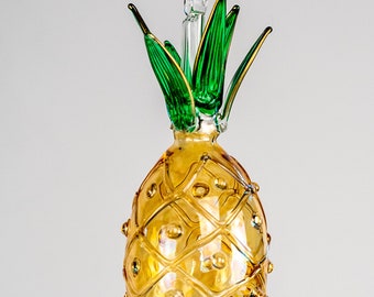 Mouth Blown Glass Hand Made Hand Painted Pineapple Unique Ornament and Sun Catcher