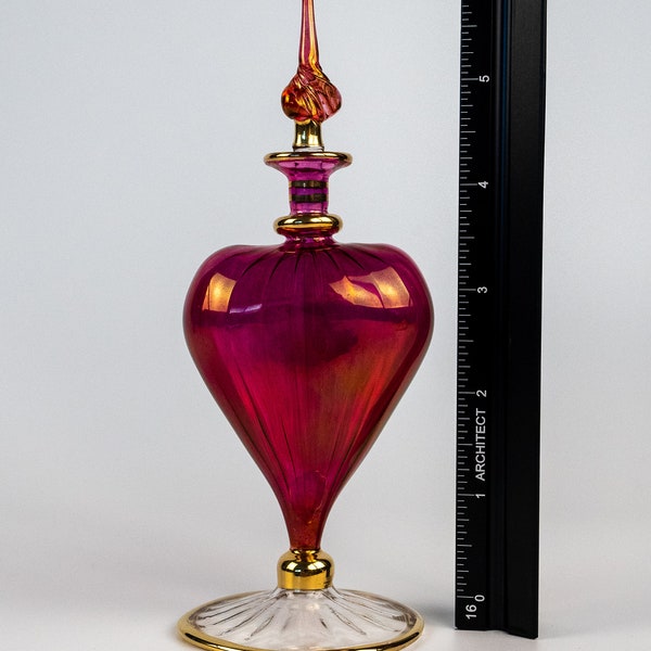 Beautiful Handmade Mouth Blown Glass Perfume Bottle Heart Love Shape Unique Gift