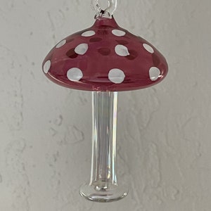 Hand Made Blown Glass Hand Painted Mushroom Ornament Sun Catcher image 4