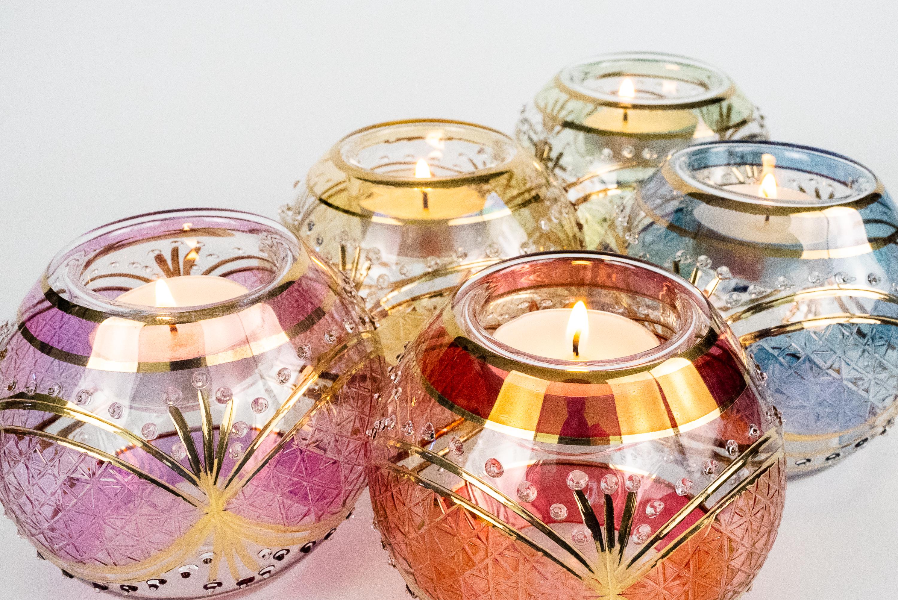 Hand Painted Glass Candle Holders - Etsy
