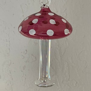 Hand Made Blown Glass Hand Painted Mushroom Ornament Sun Catcher image 1